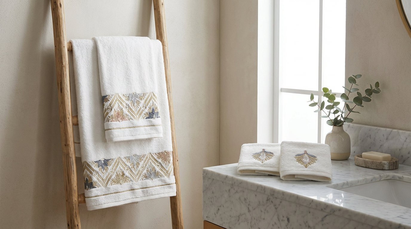 Ensemble de serviettes brodées – Collection Love