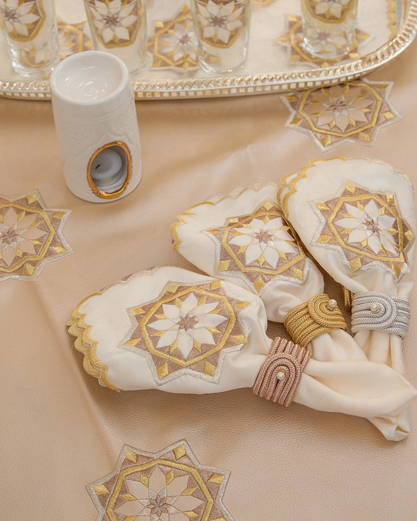 Serviettes de table brodées - Collection Zellija Assilya