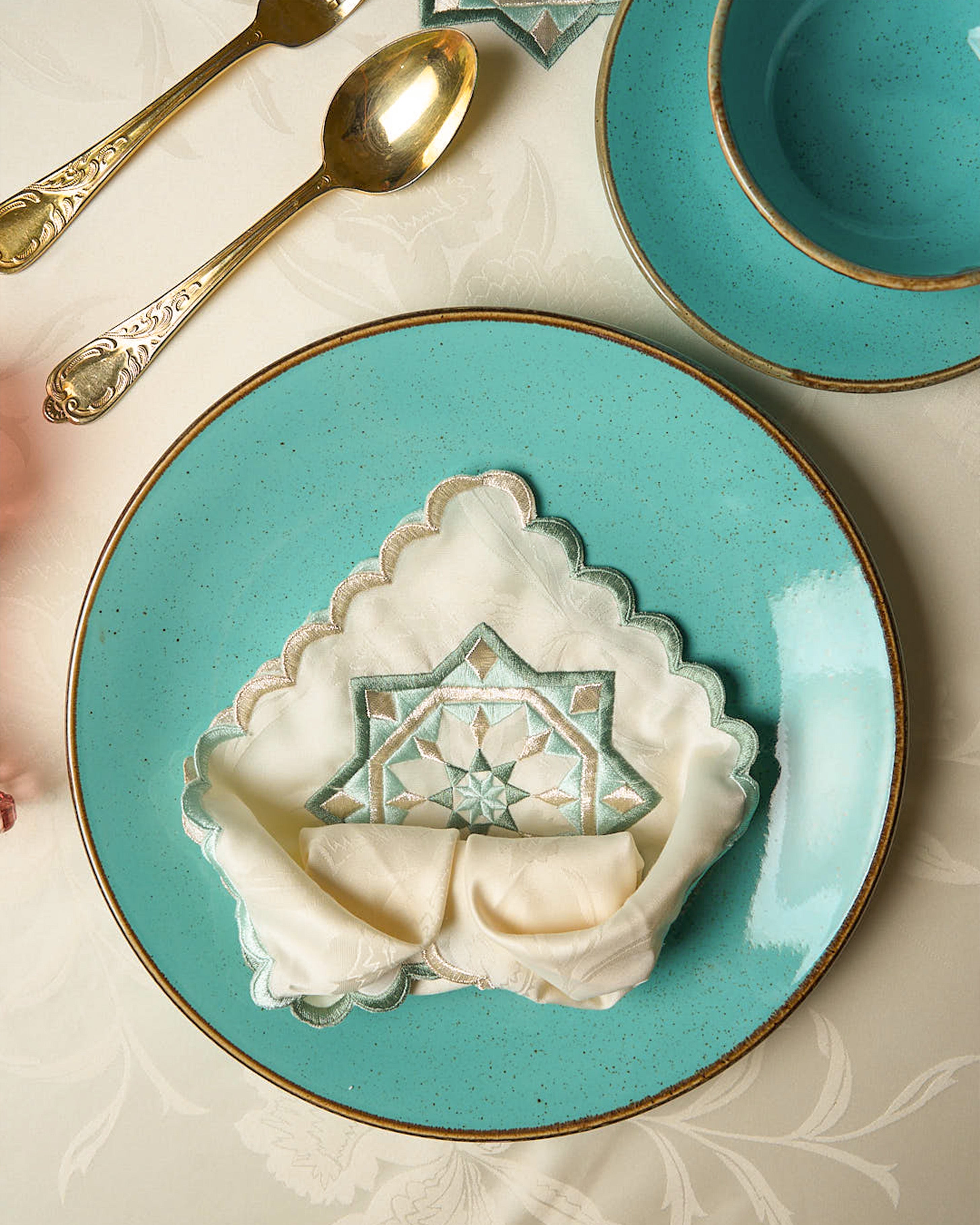 Serviettes de table brodées - Collection Zellija Assilya