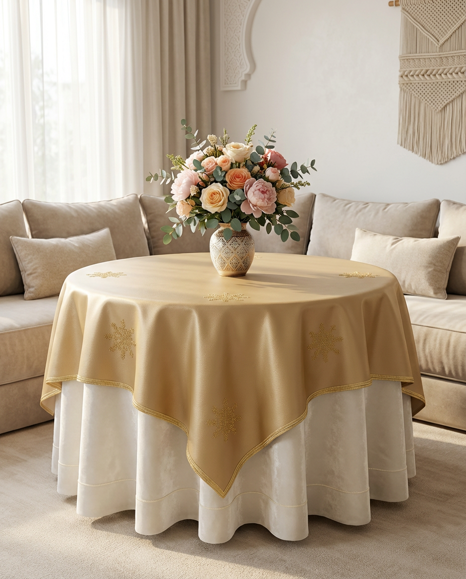 Nappe brodée similicuir - Collection Ghourza Snow
