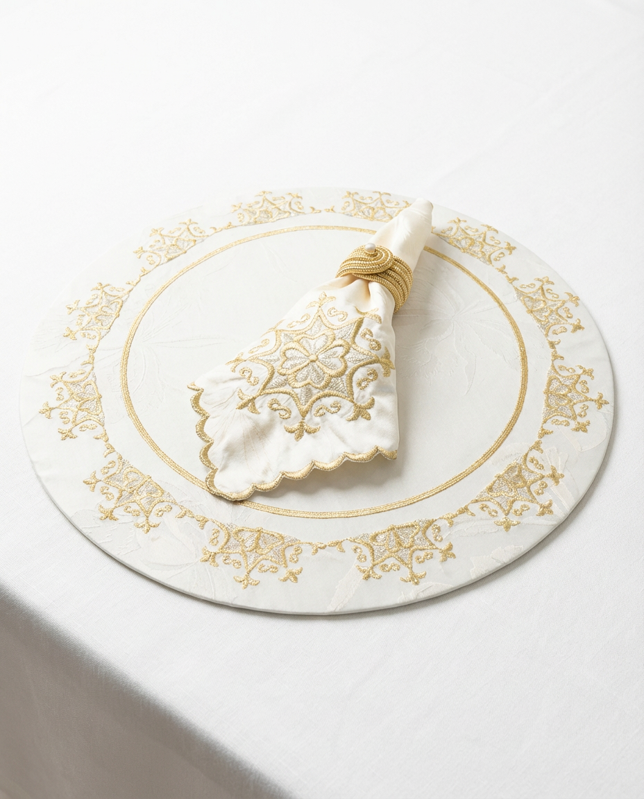 Sets de table rond brodés - Collection Warda