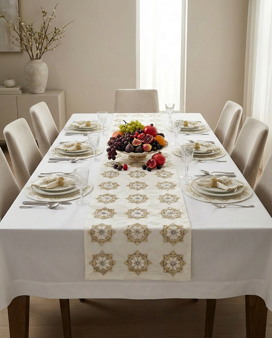 Chemin et set de table brodé - Collection Zellija Assilya