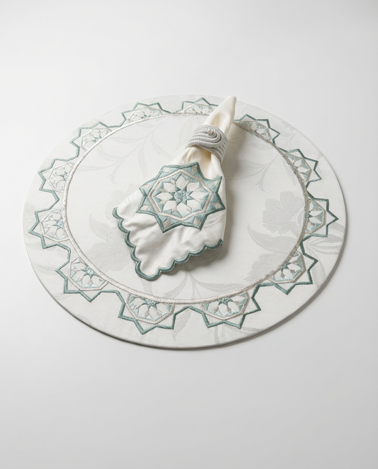 Chemin et set de table brodé - Collection Zellija Assilya