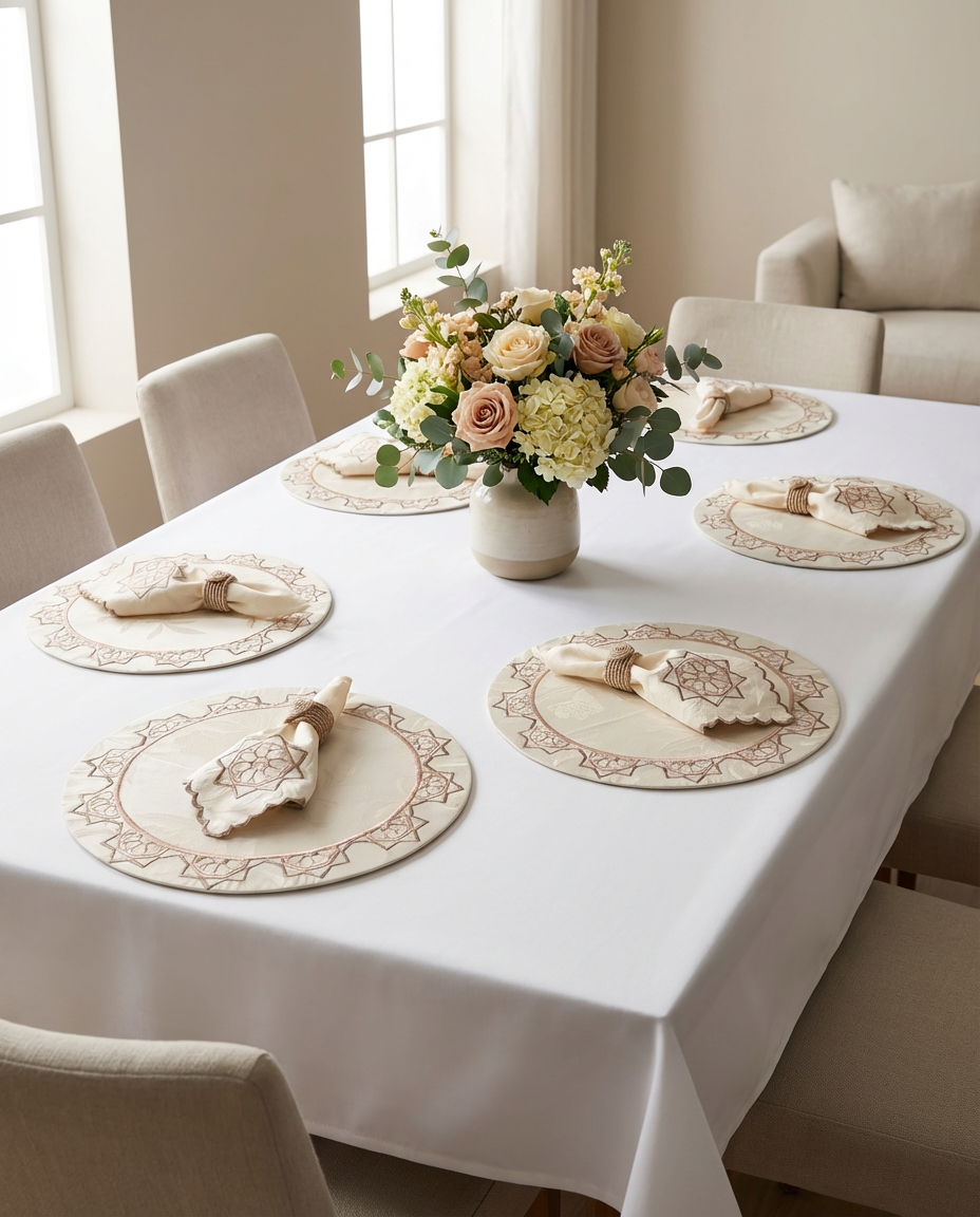 Sets de table rond brodés - Collection Zellija