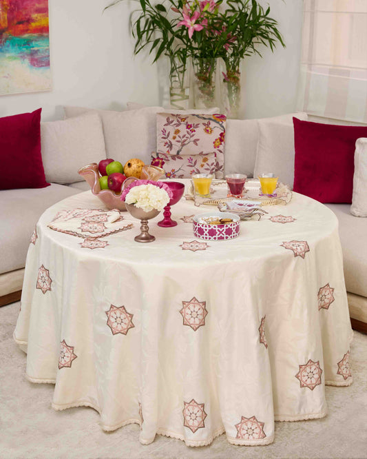 Nappe brodée ronde - Collection Zellija Assilya