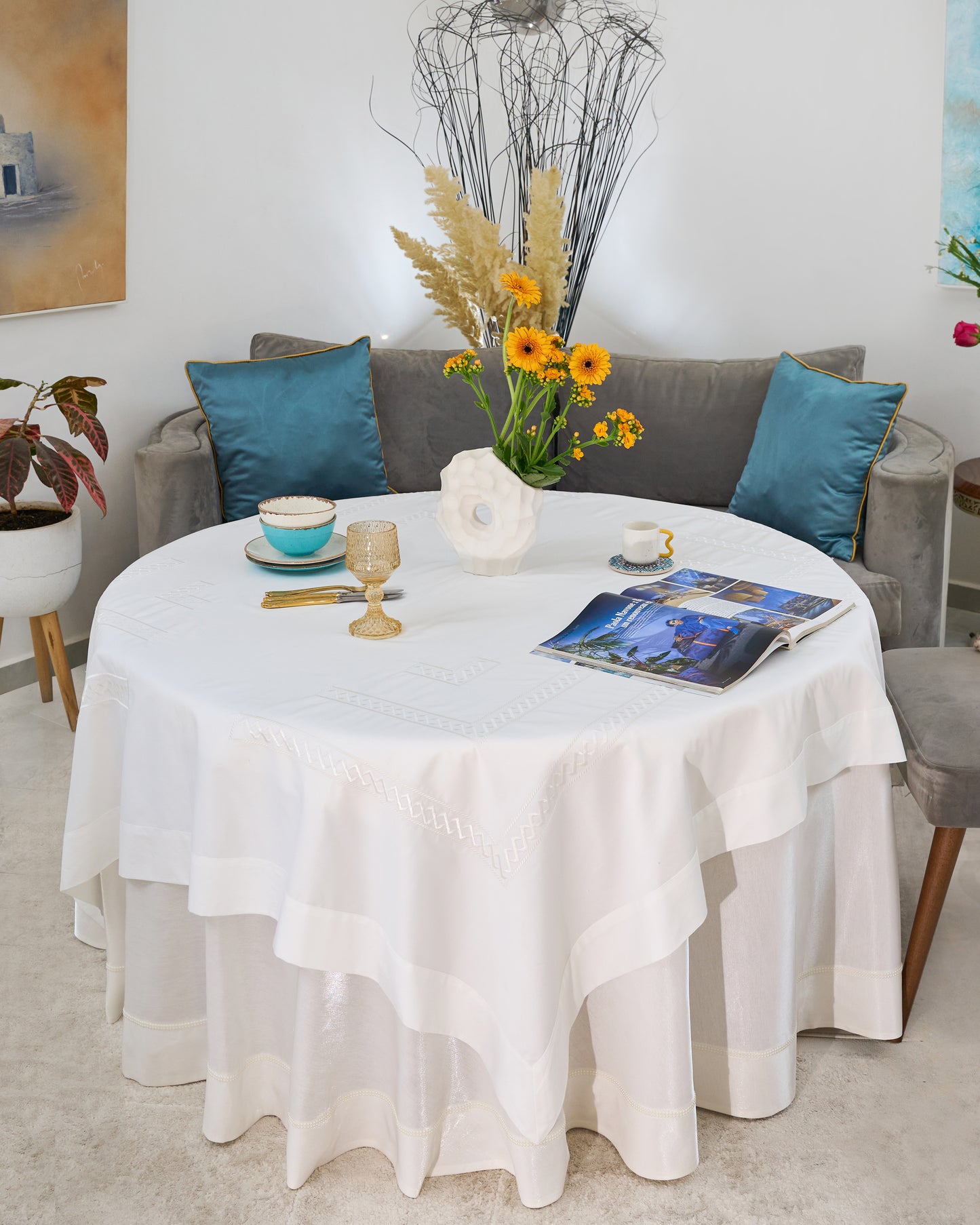 Nappe brodée carrée - Collection Signature