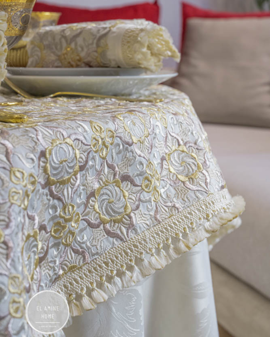 Nappe brodée carrée - Collection Terre lumineuse