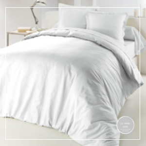 Parure de lit en coton satiné blanc 400 fils